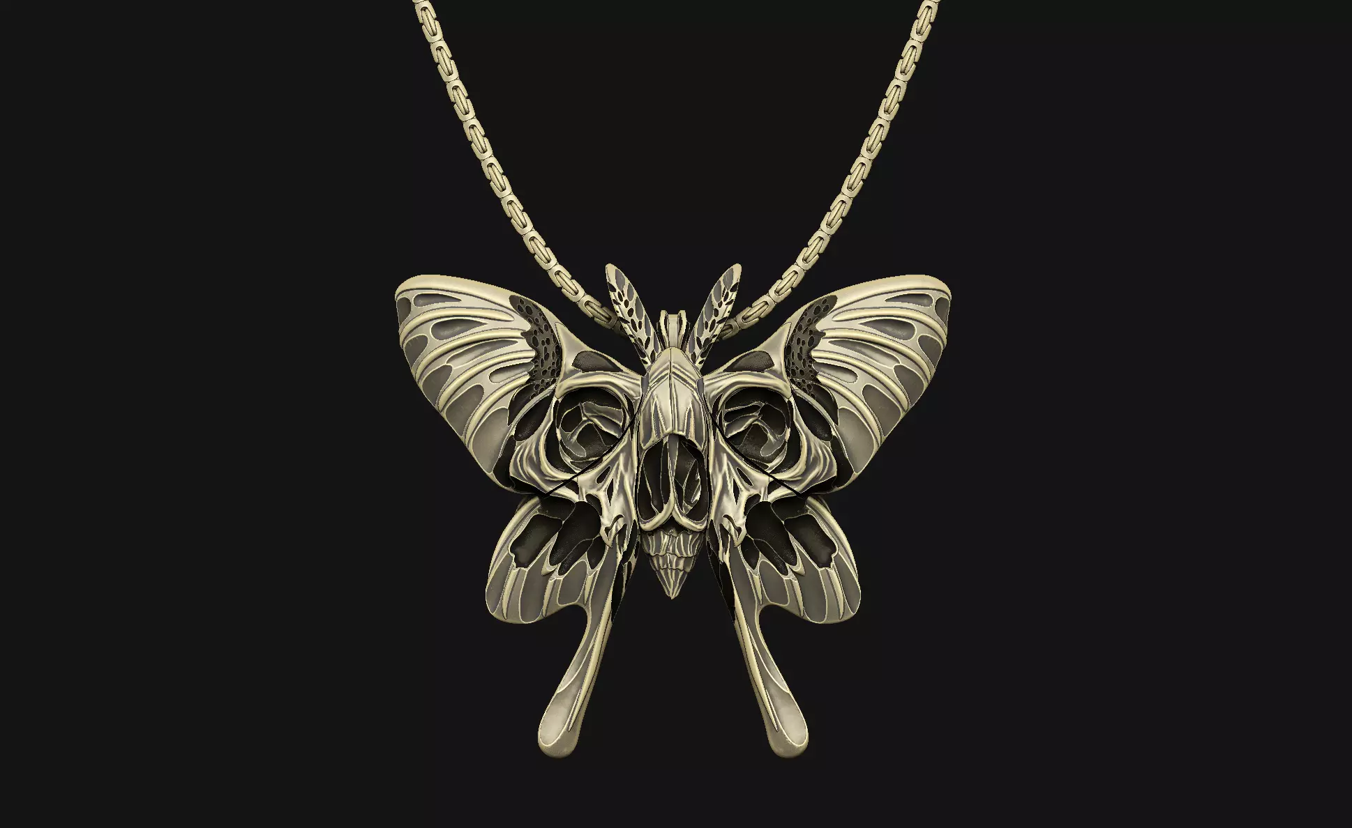 The skull monster moth design ring snake death 3D print model_0