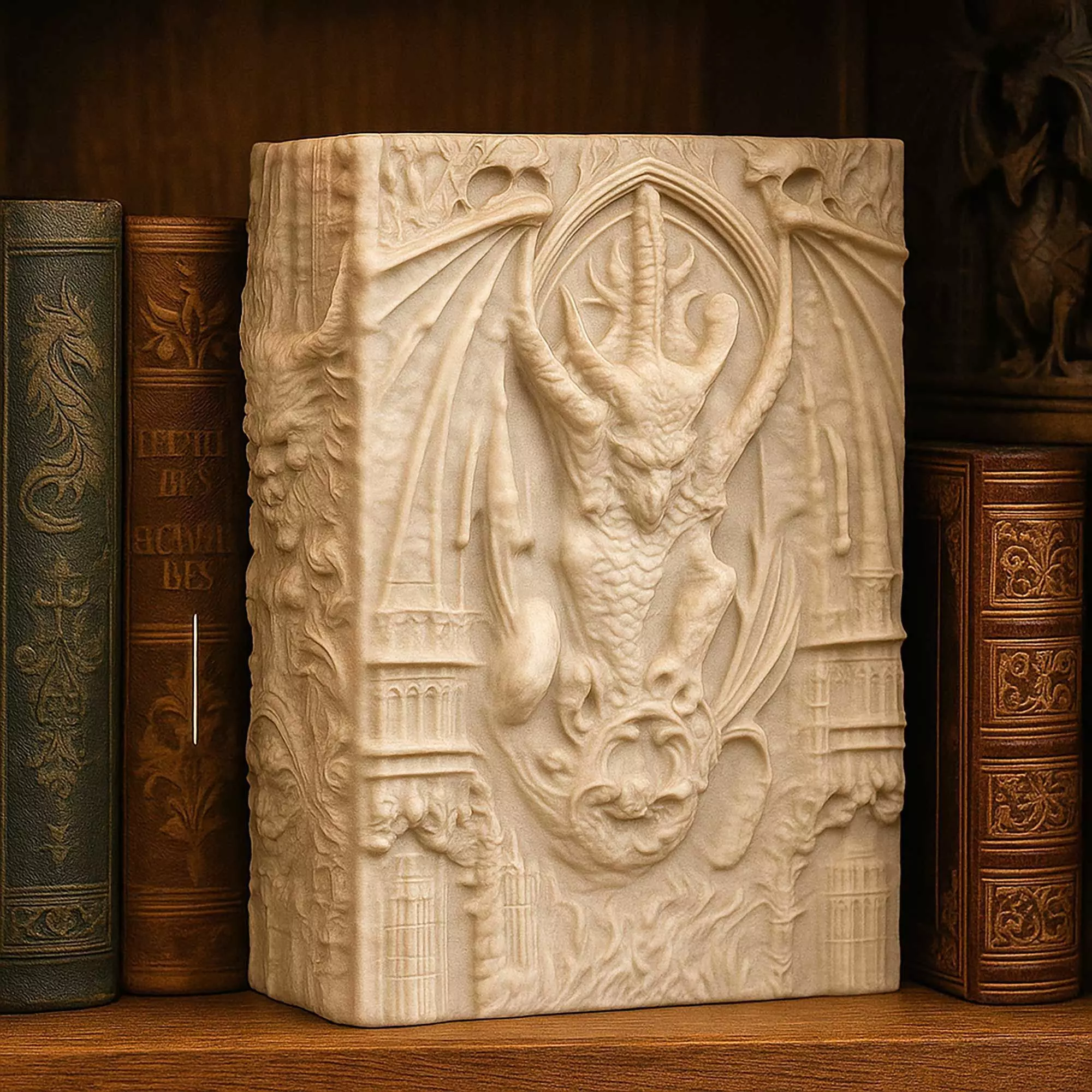 Dark Fantasy Gargoyle Book Nook Storage Box No Supports 3D print model