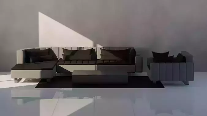 Luxe Comfort Sofa Set 3D model