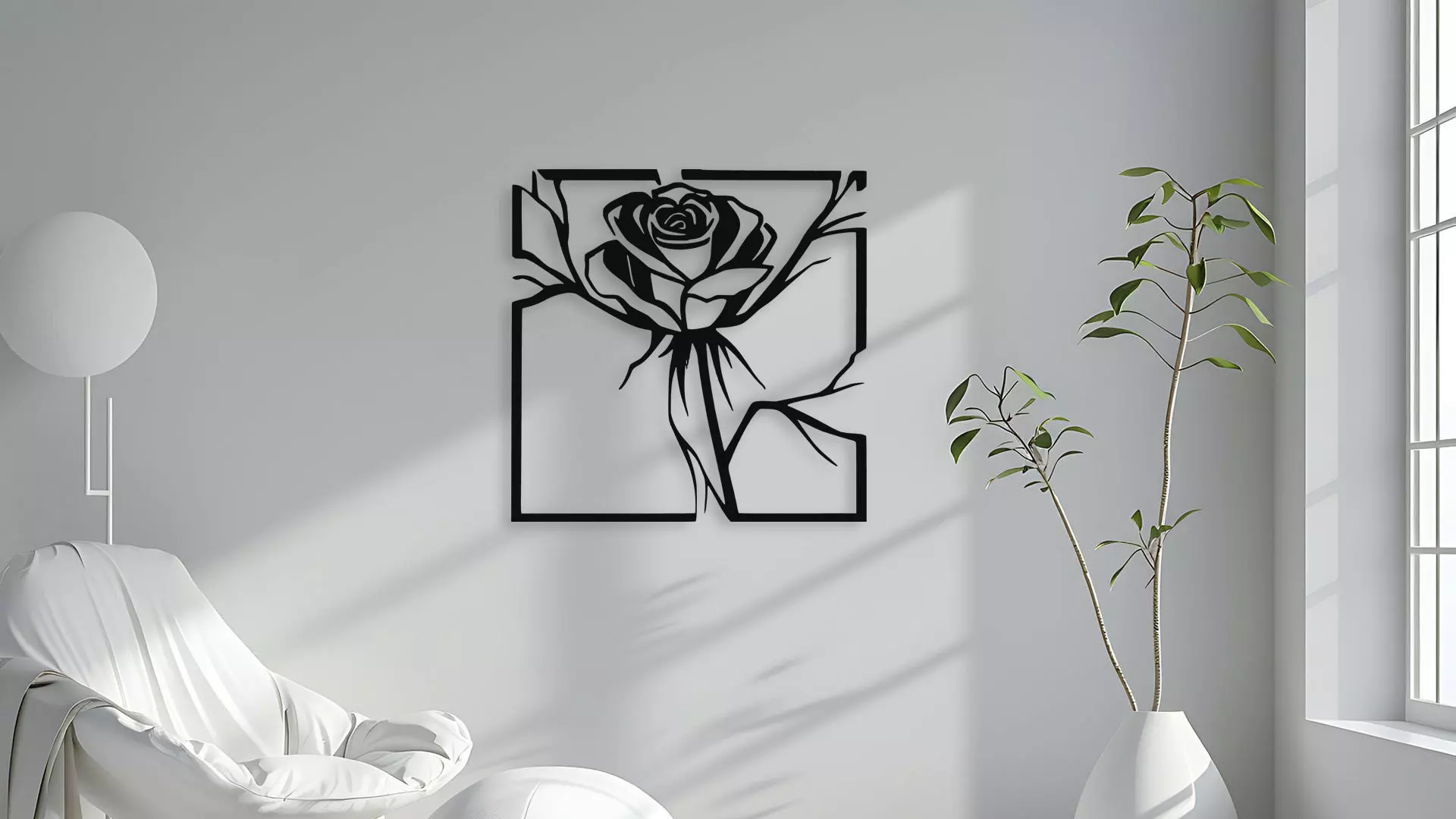 Elegant Rose Wall Art Digital Deswall decor artign 3D model_4