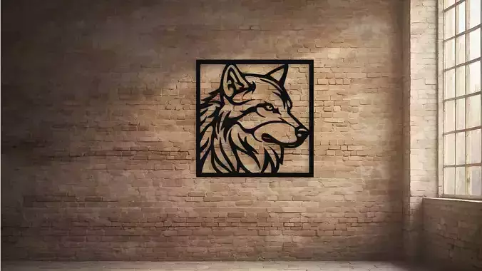 Stylized Wolf Head Wall Decor Art