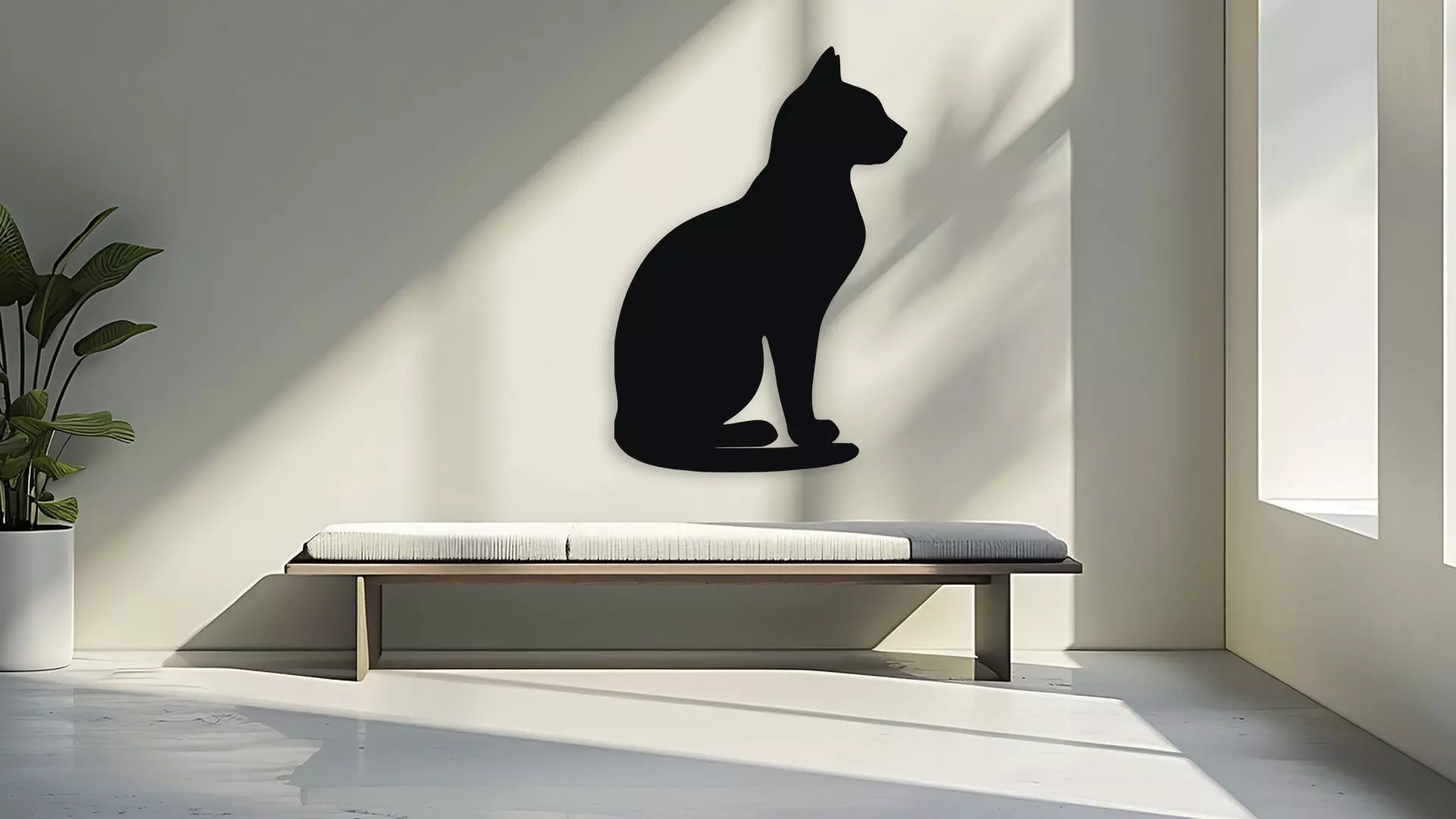 Cat Silhouette Wall Decor Art 3D model_3