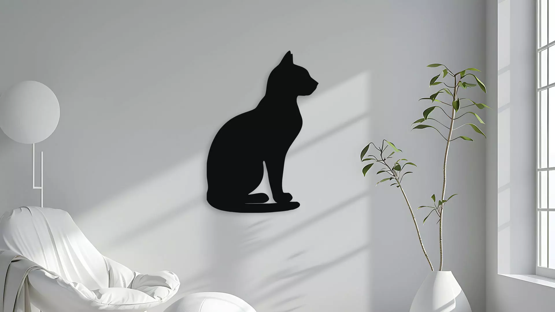 Cat Silhouette Wall Decor Art 3D model_4