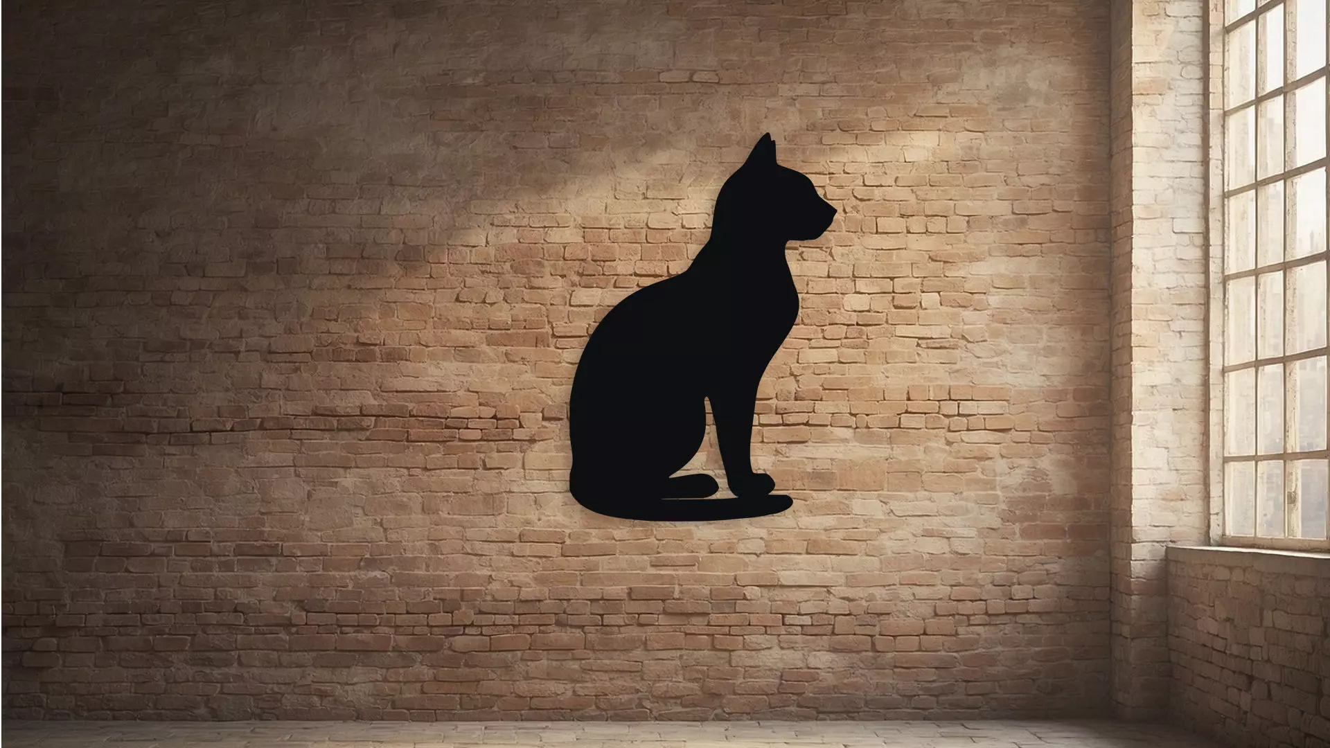 Cat Silhouette Wall Decor Art 3D model_2