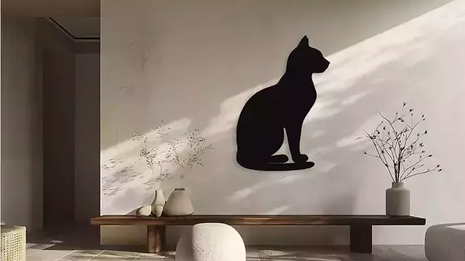 Cat Silhouette Wall Decor Art