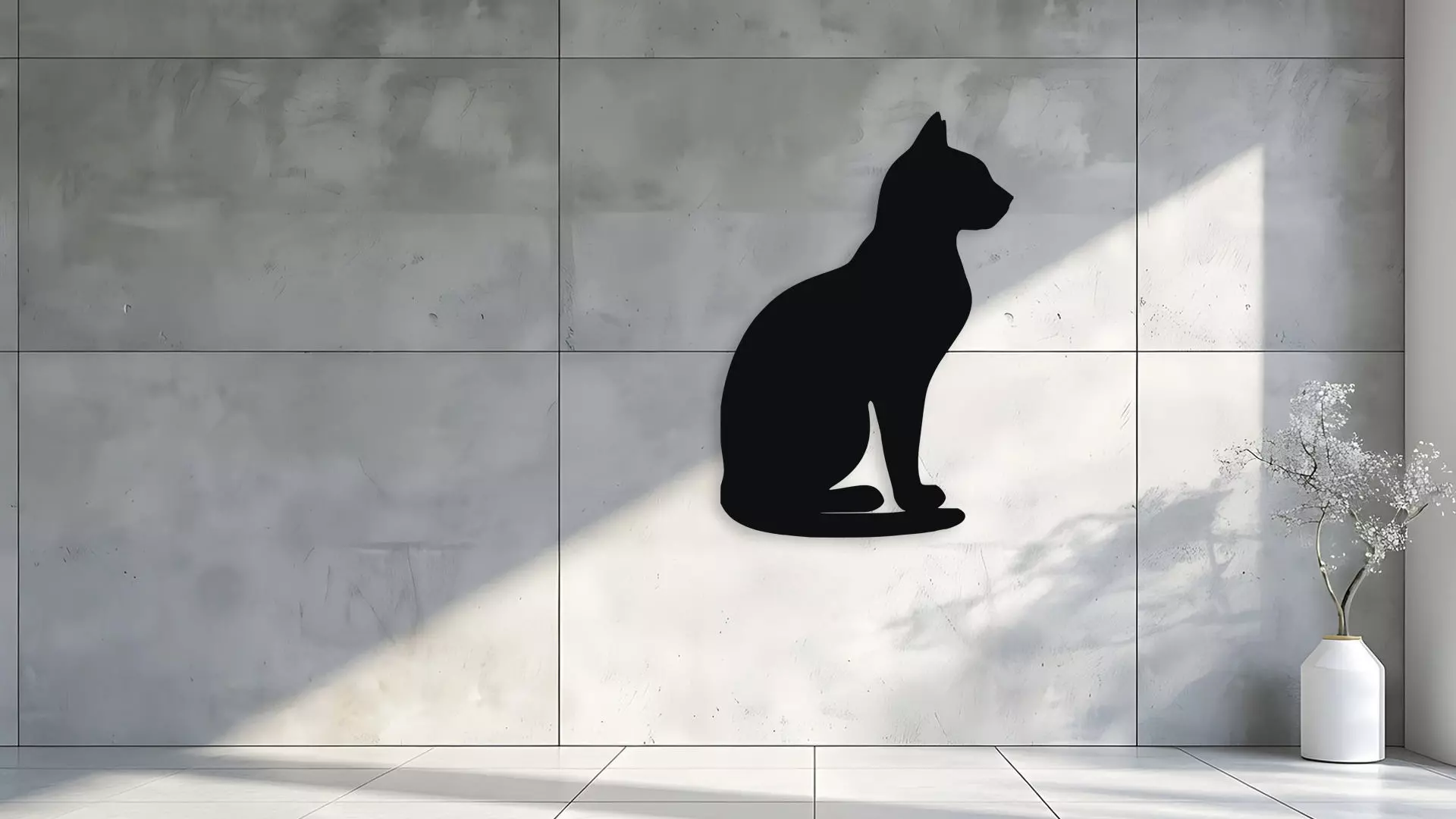 Cat Silhouette Wall Decor Art 3D model_1