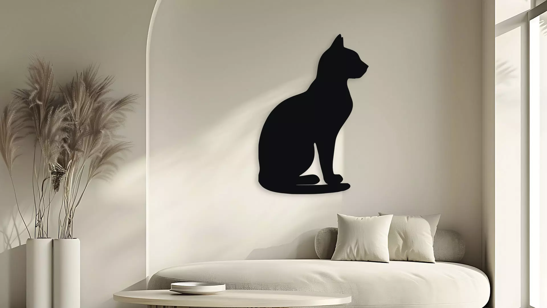 Cat Silhouette Wall Decor Art 3D model_5