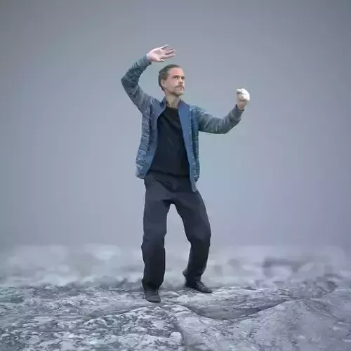 Kung Fu Master Zen Pose Low-poly 3D model