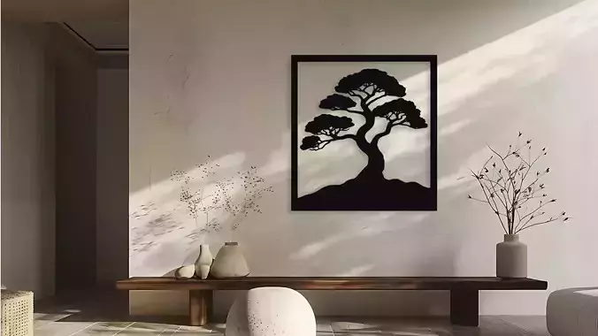 Bonsai Tree Silhouette Wall Art