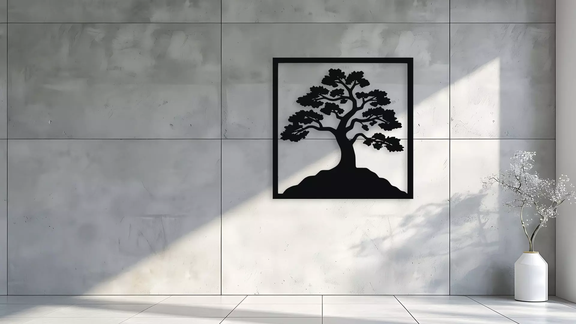 Elegant Tree Silhouette Wall Decor 3D model_1