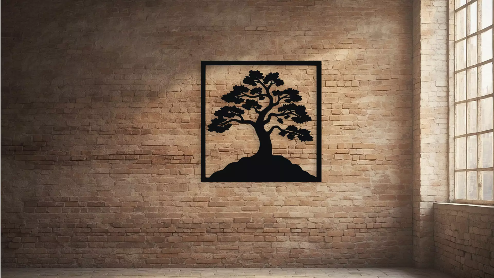 Elegant Tree Silhouette Wall Decor 3D model_2