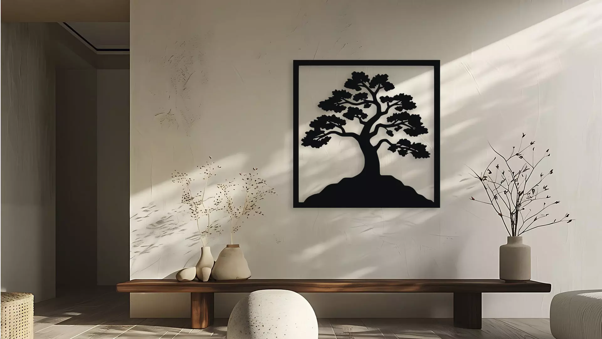 Elegant Tree Silhouette Wall Decor 3D model_0