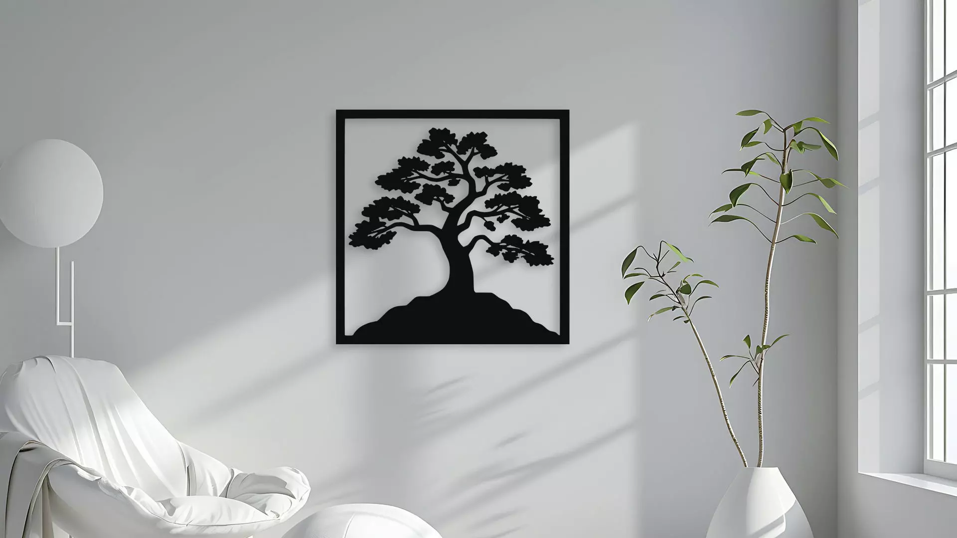 Elegant Tree Silhouette Wall Decor 3D model_4