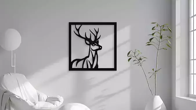 Majestic Deer Silhouette Wall Art Decor