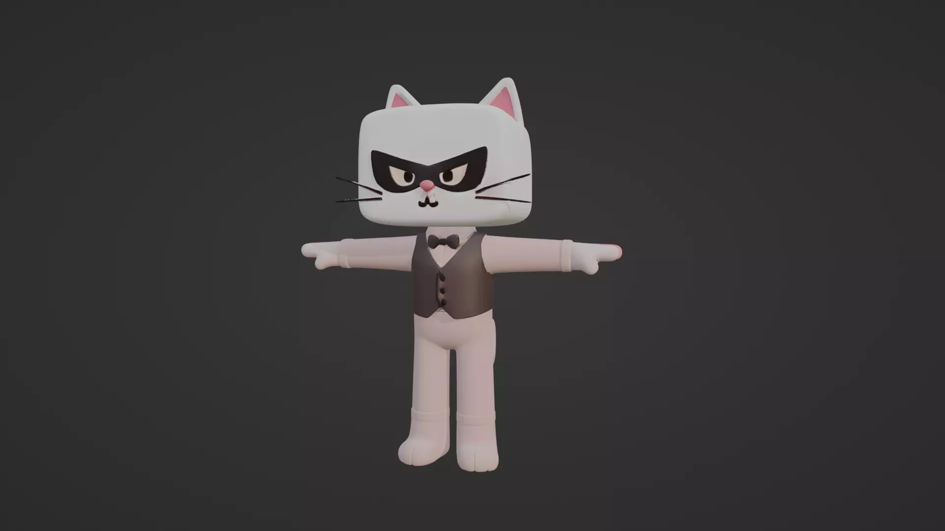  Cartoon Cat in Tuxedo Low-poly 3D model_9