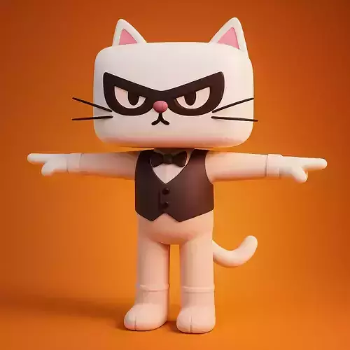  Cartoon Cat in Tuxedo Low-poly 3D model