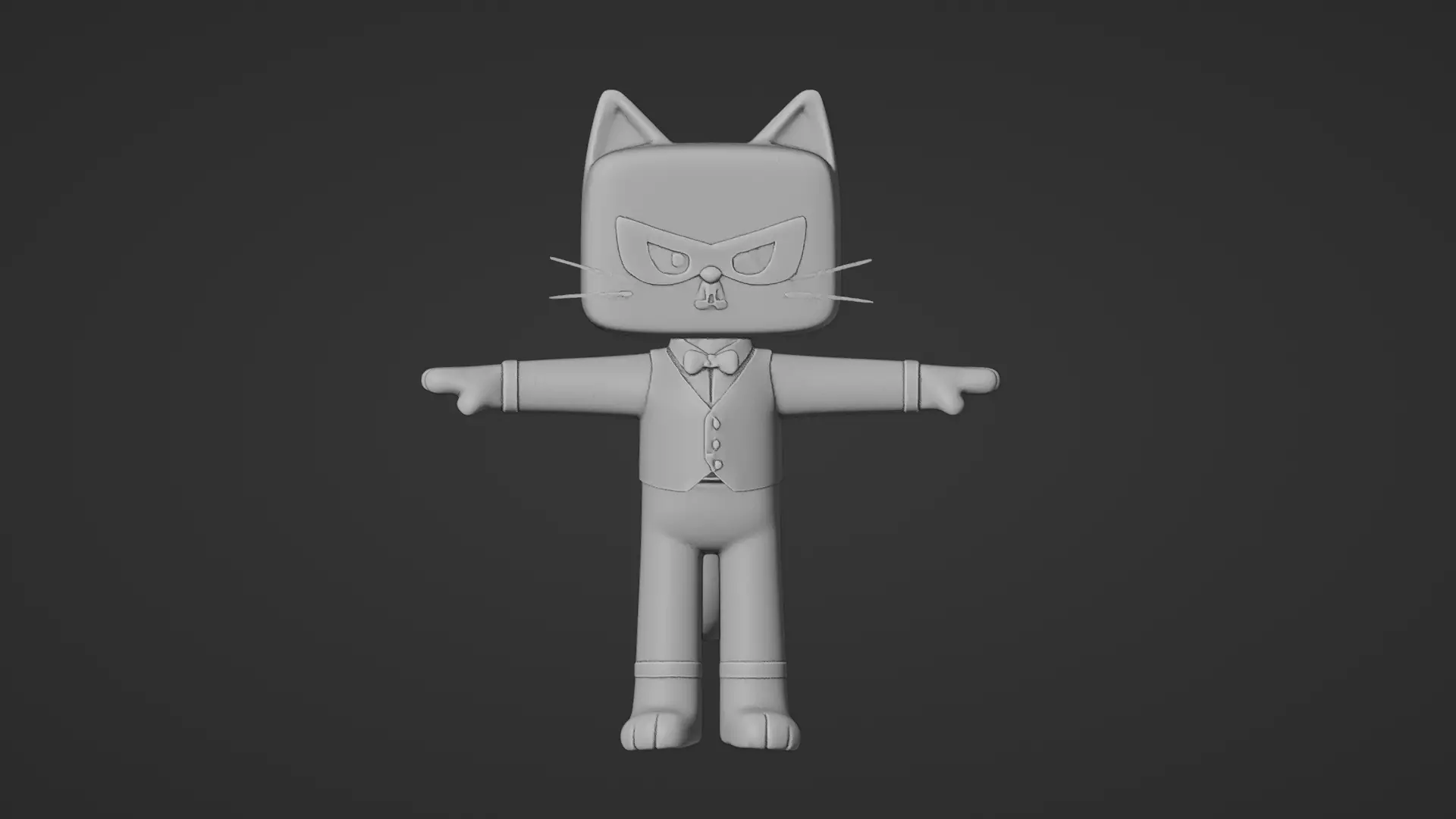  Cartoon Cat in Tuxedo Low-poly 3D model_5