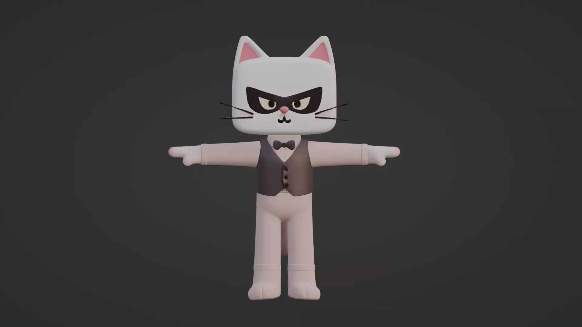 Cartoon Cat in Tuxedo Low-poly 3D model_1