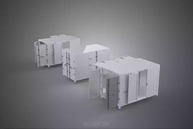 3 CONFIGURATION CLOSED OPEN BOX TRUCK DELIVERY CARGO PICKUP CAR 3D model