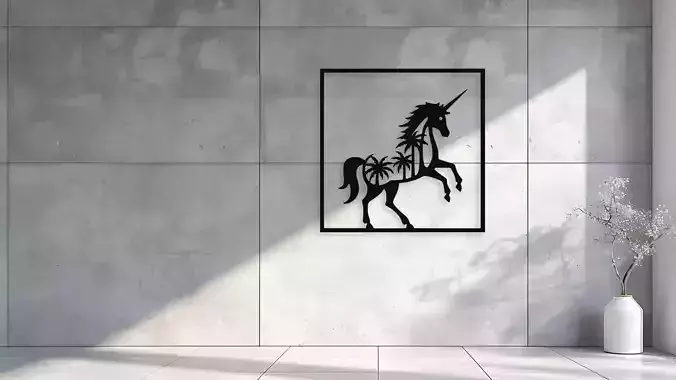 Unicorn Palm Tree Silhouette Wall Decor