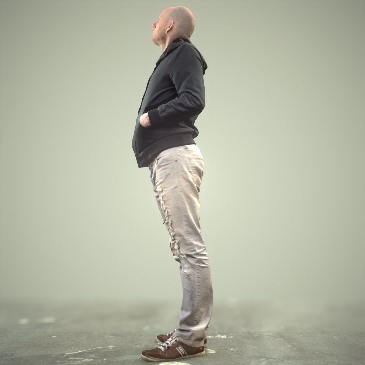 Casual Man Looking Up Low-poly 3D model_5