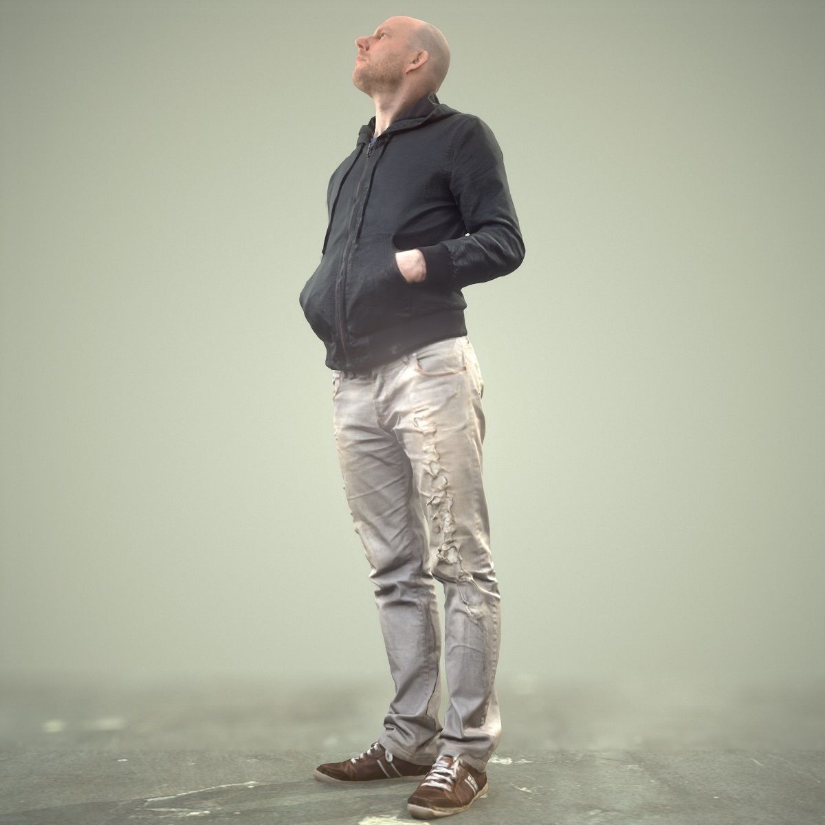 Casual Man Looking Up Low-poly 3D model_2