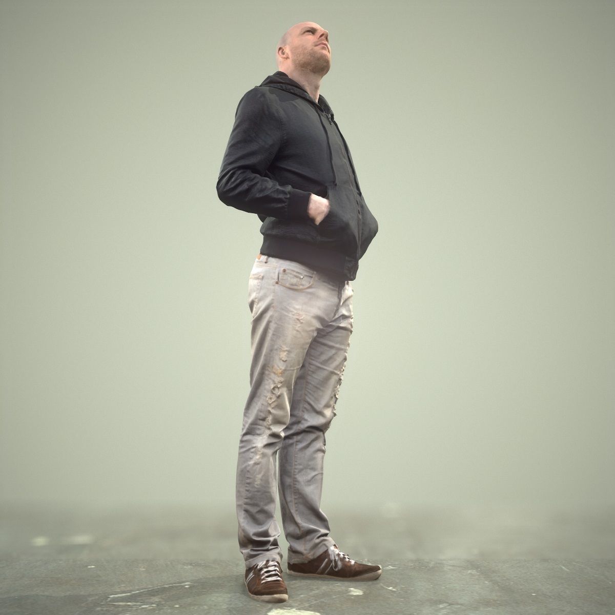 Casual Man Looking Up Low-poly 3D model_3