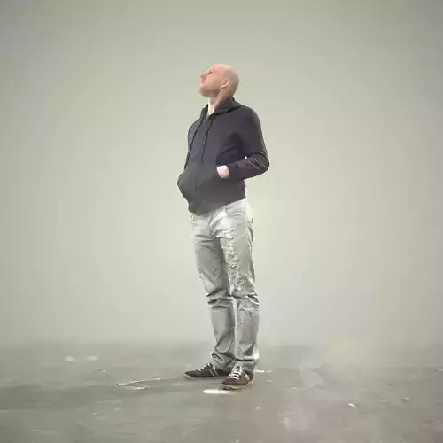 Casual Man Looking Up Low-poly 3D model