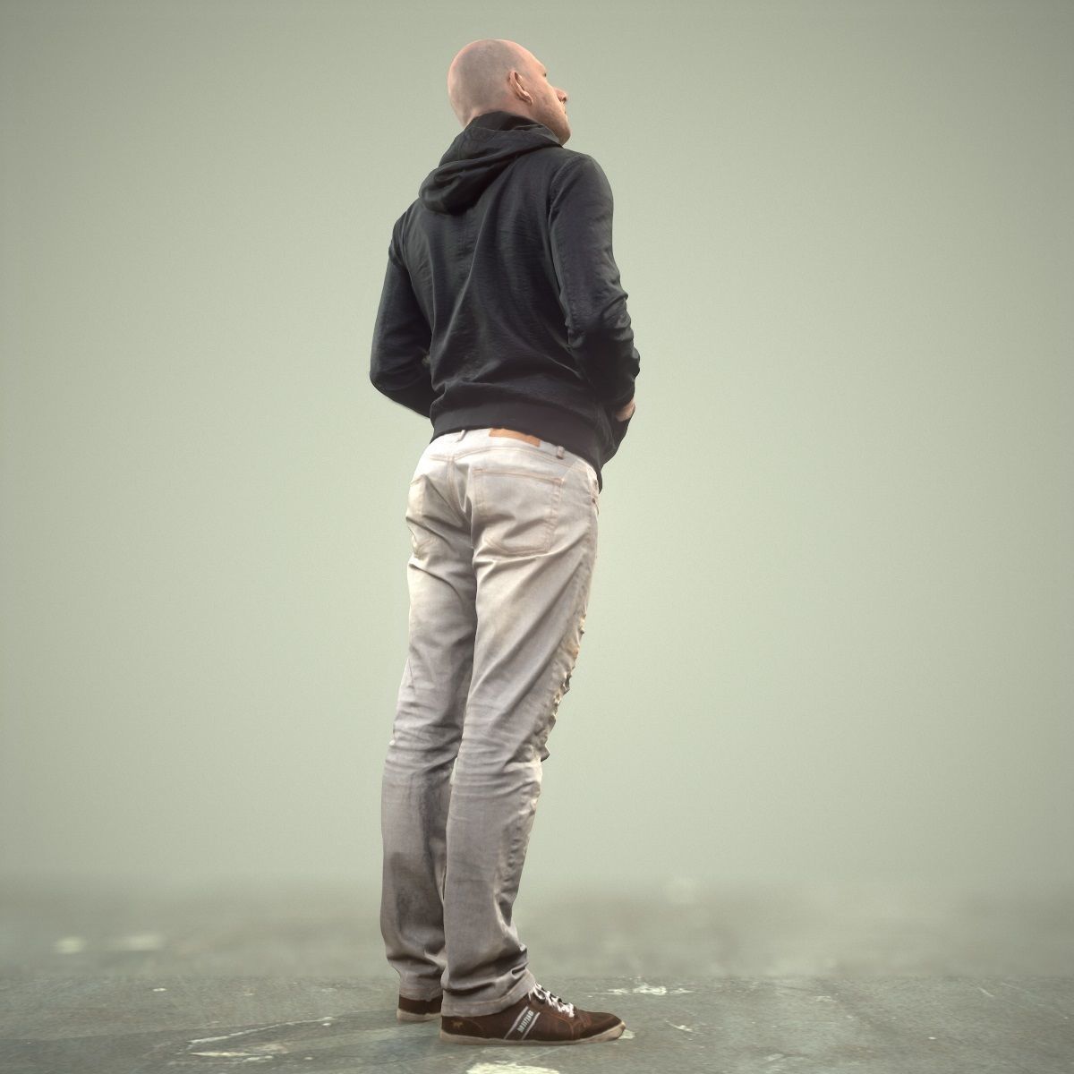 Casual Man Looking Up Low-poly 3D model_4