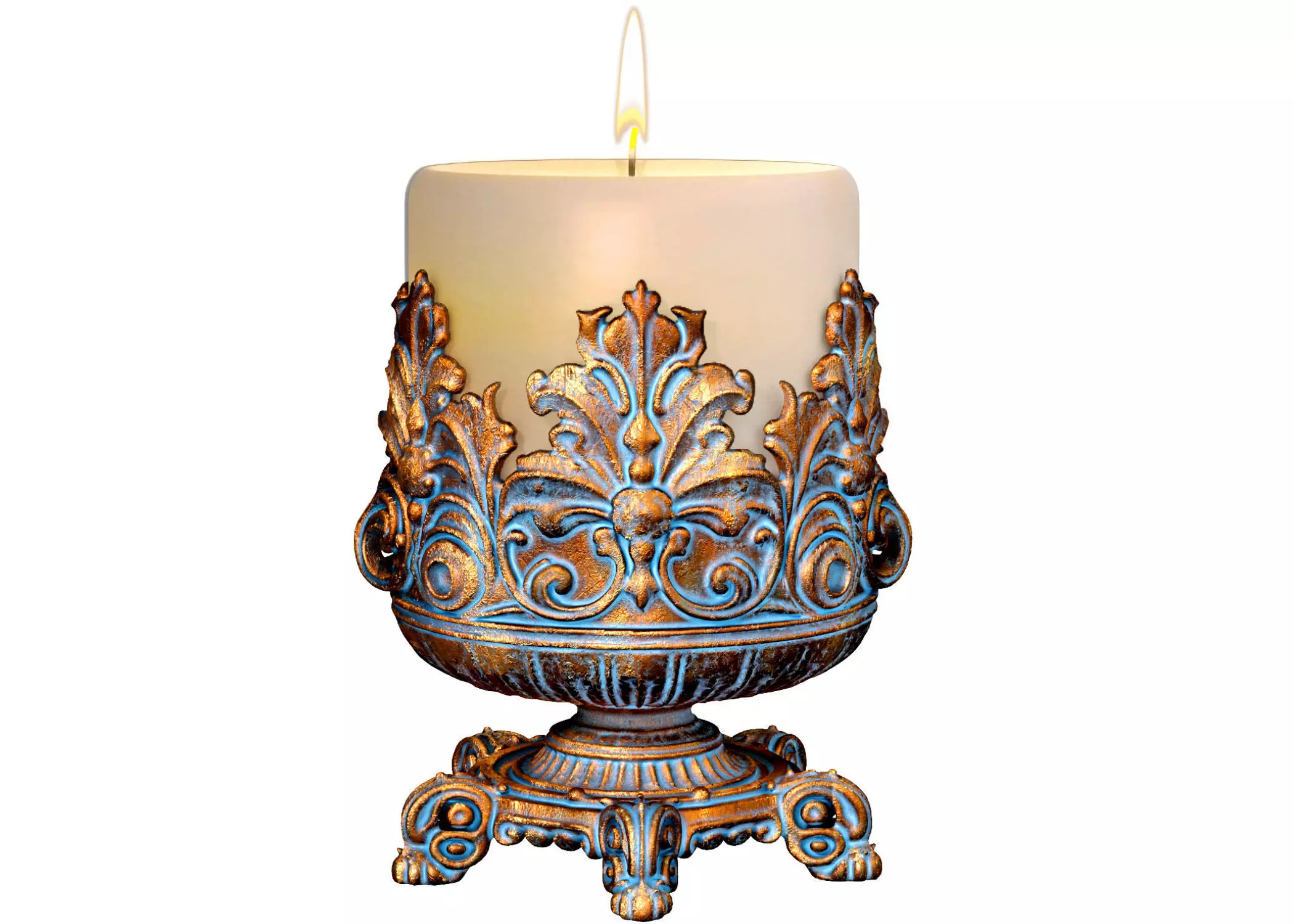 Bronze Rustic Candle Holder Antique Candlestick in Classic Style 3D model_0