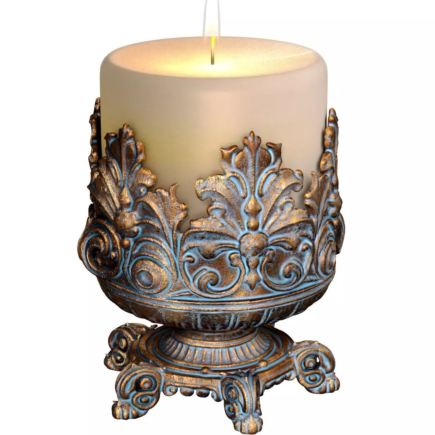 Bronze Rustic Candle Holder Antique Candlestick in Classic Style 3D model_1