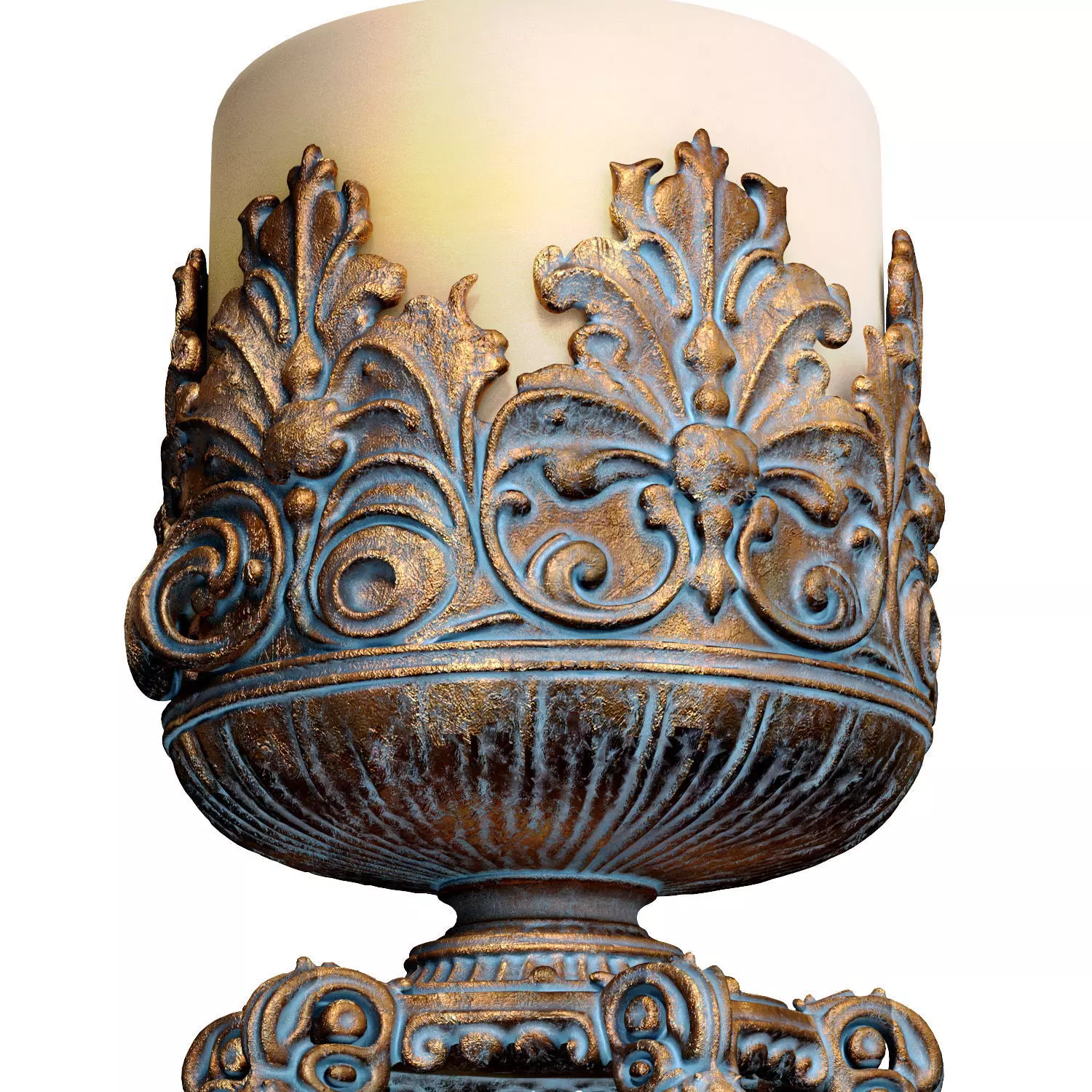 Bronze Rustic Candle Holder Antique Candlestick in Classic Style 3D model_2