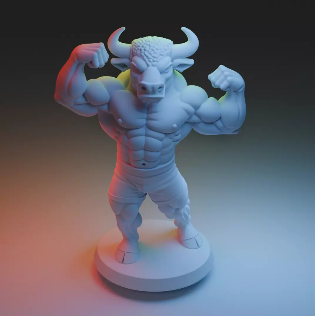 Bodybuilder Bull Beast Mode of Pure Muscle 3D print model