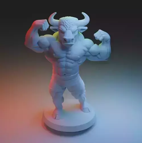 Bodybuilder Bull Beast Mode of Pure Muscle