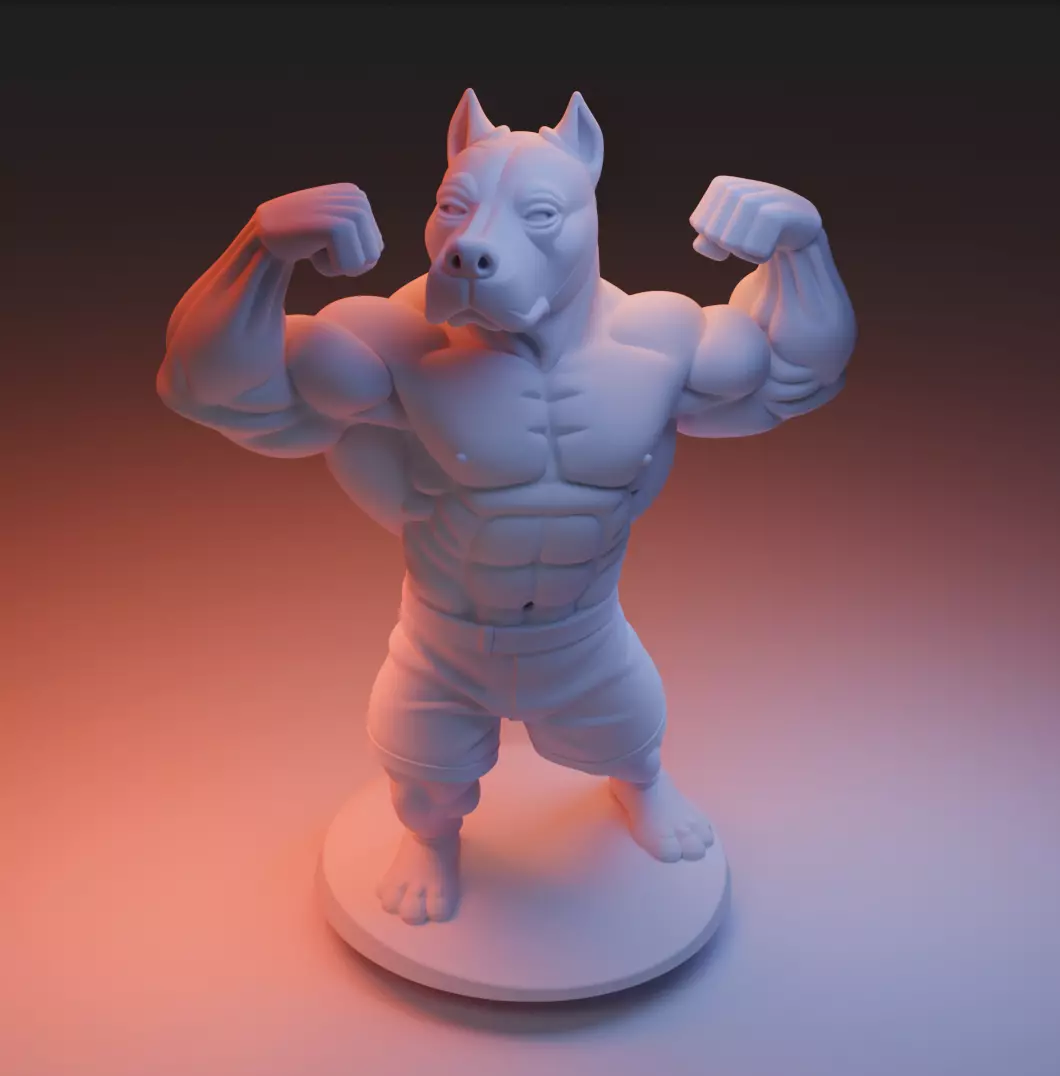 Bodybuilder Pitbull Raw Testosterone and Muscle 3D print model_0