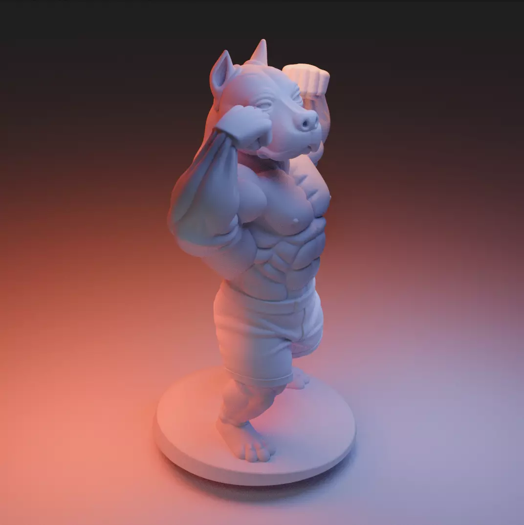 Bodybuilder Pitbull Raw Testosterone and Muscle 3D print model_3