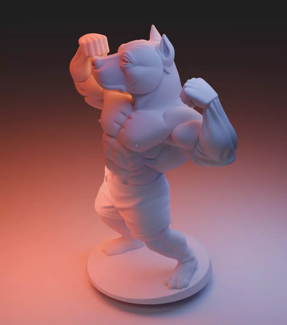 Bodybuilder Pitbull Raw Testosterone and Muscle 3D print model_2