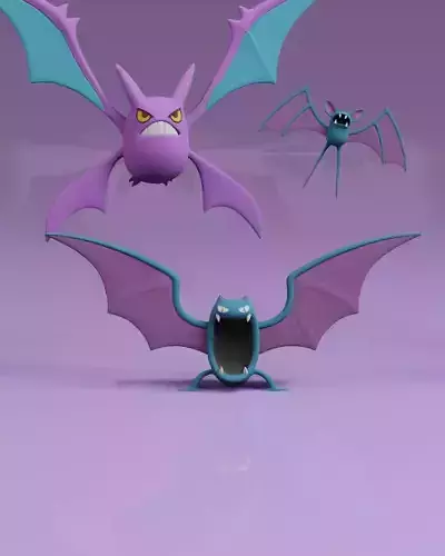 Zubat Golbat Crobat Pokemon Fanart 2 poses