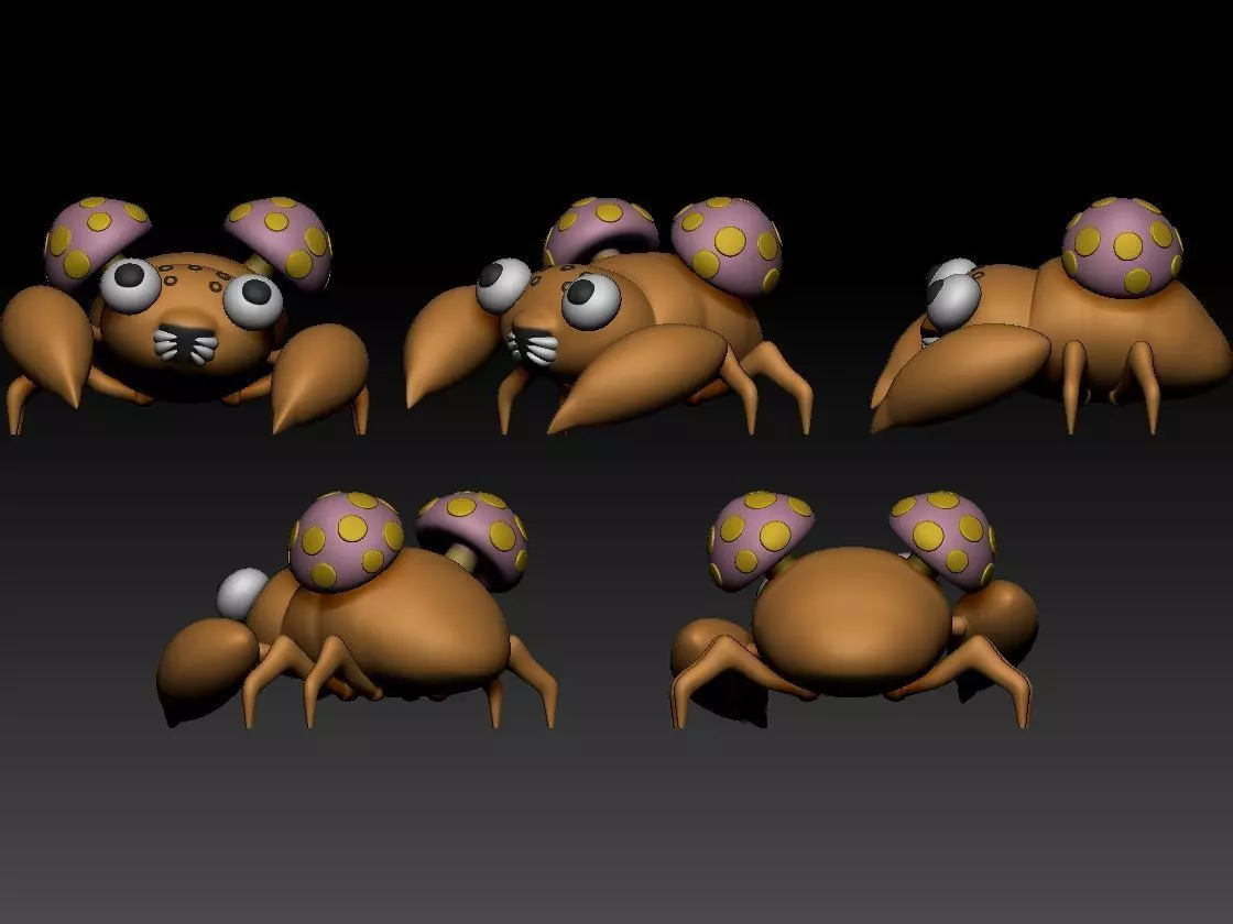 Paras Parasect Pokemon fanart 2 poses 3D print model_2