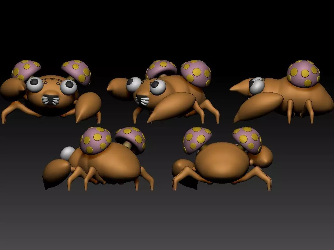 Paras Parasect Pokemon fanart 2 poses 3D print model_6