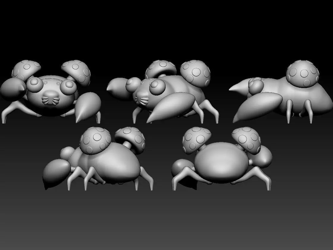 Paras Parasect Pokemon fanart 2 poses 3D print model_8