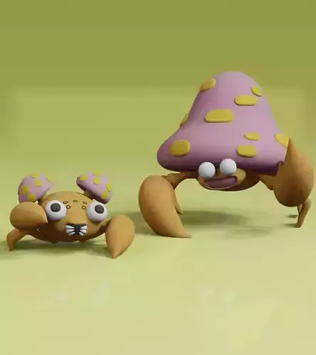 Paras Parasect Pokemon fanart 2 poses