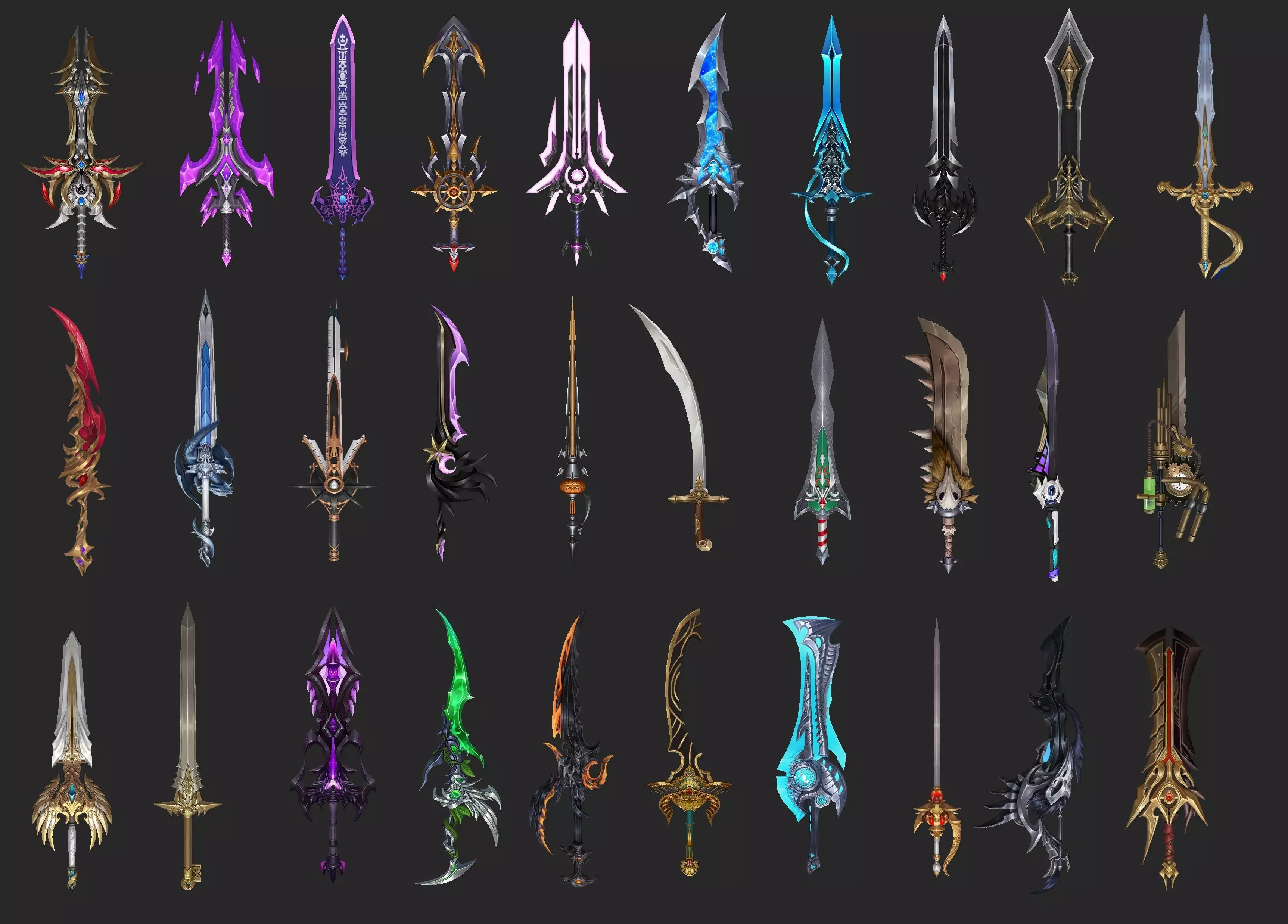 Pack With 30 Fantasy Swords - Part 09 Low-poly 3D model_0