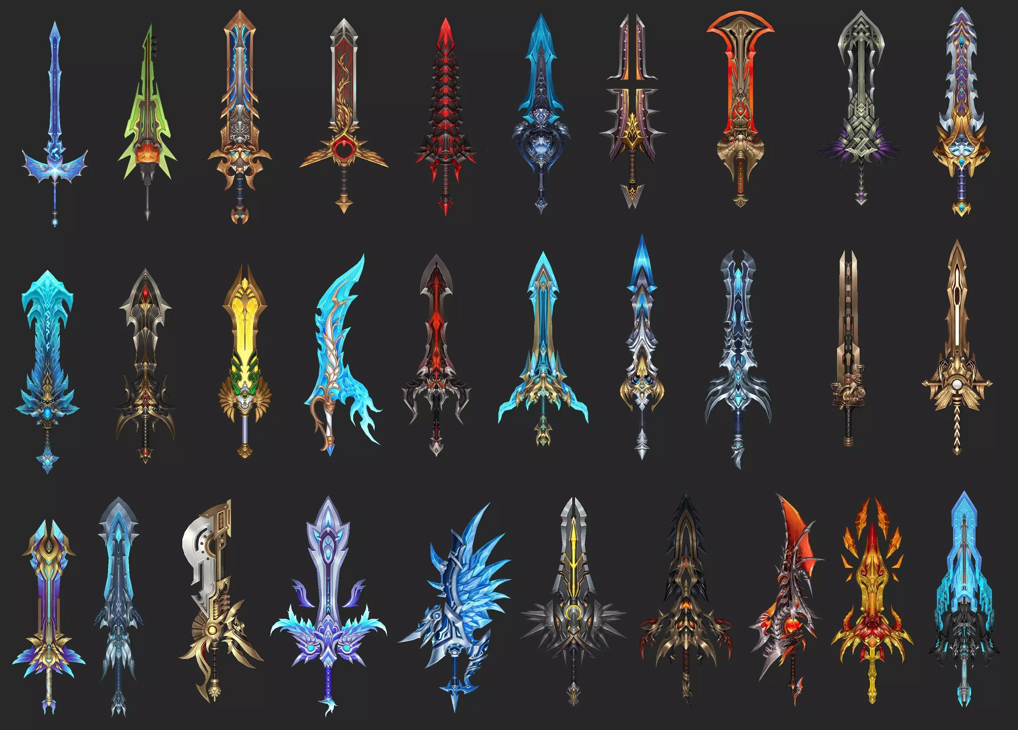 Pack With 30 Fantasy Swords - Part 08 Low-poly 3D model_0