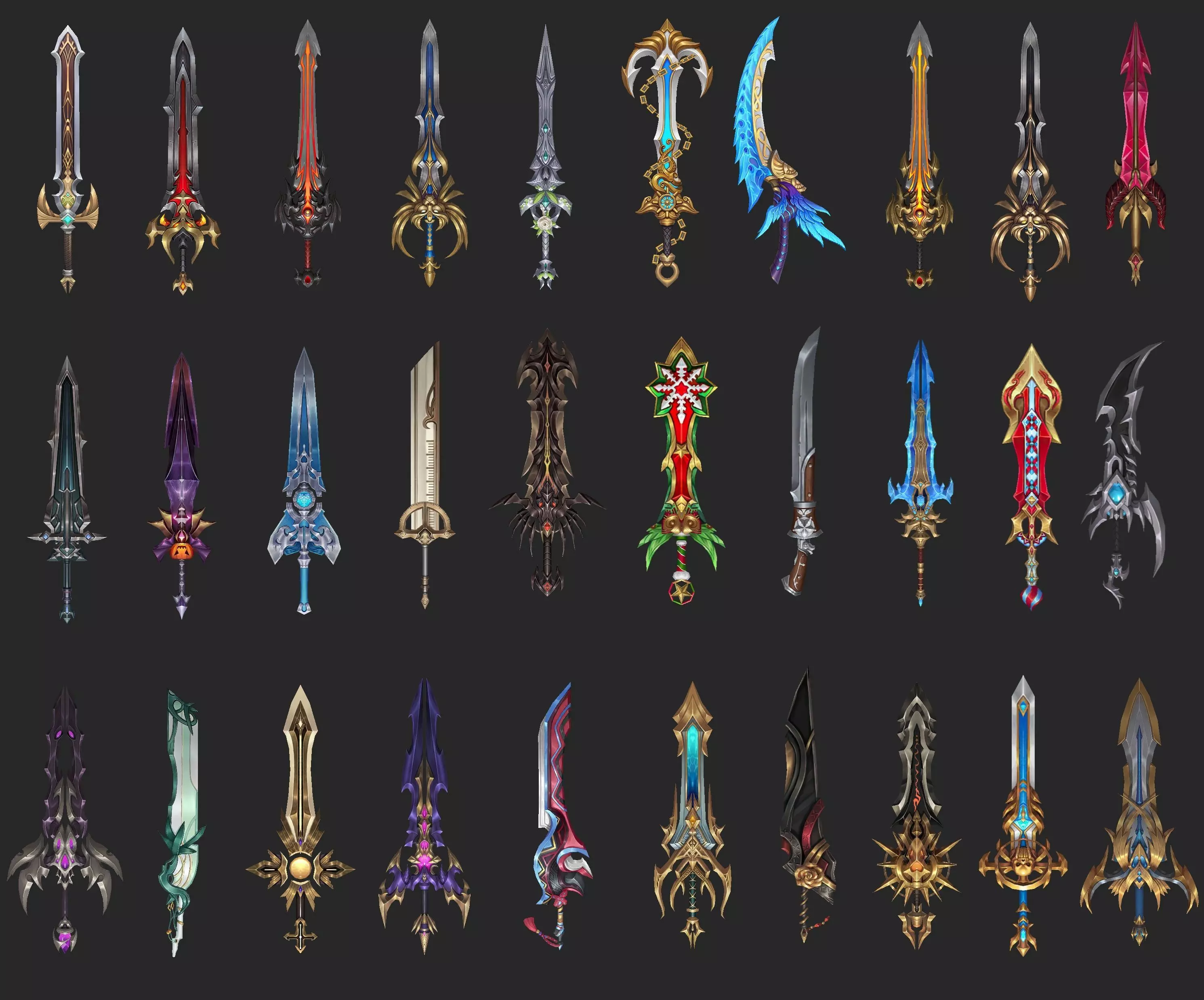 Pack With 30 Fantasy Swords - Part 07 Low-poly 3D model_0