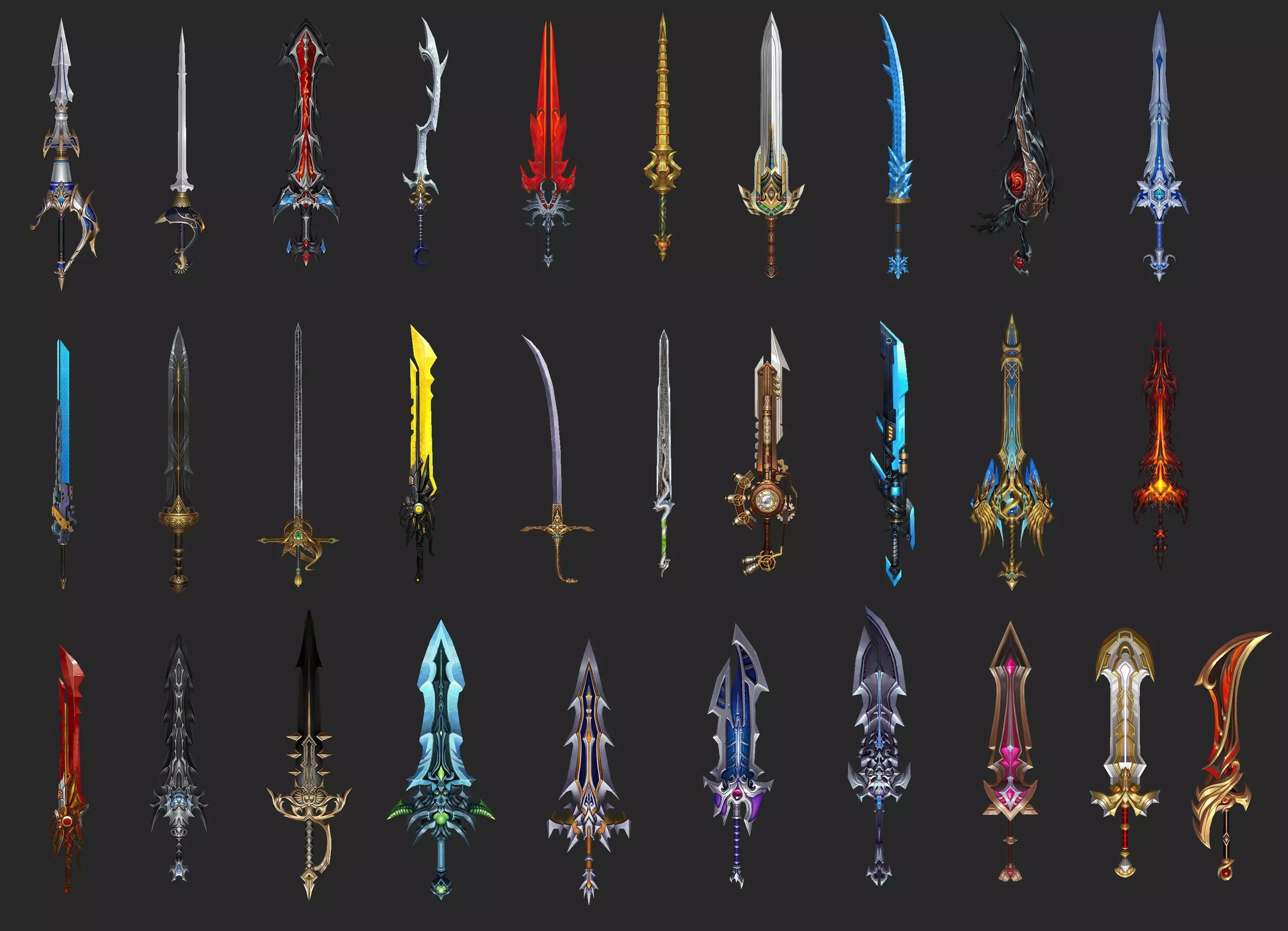 Pack With 30 Fantasy Swords - Part 04 Low-poly 3D model_0