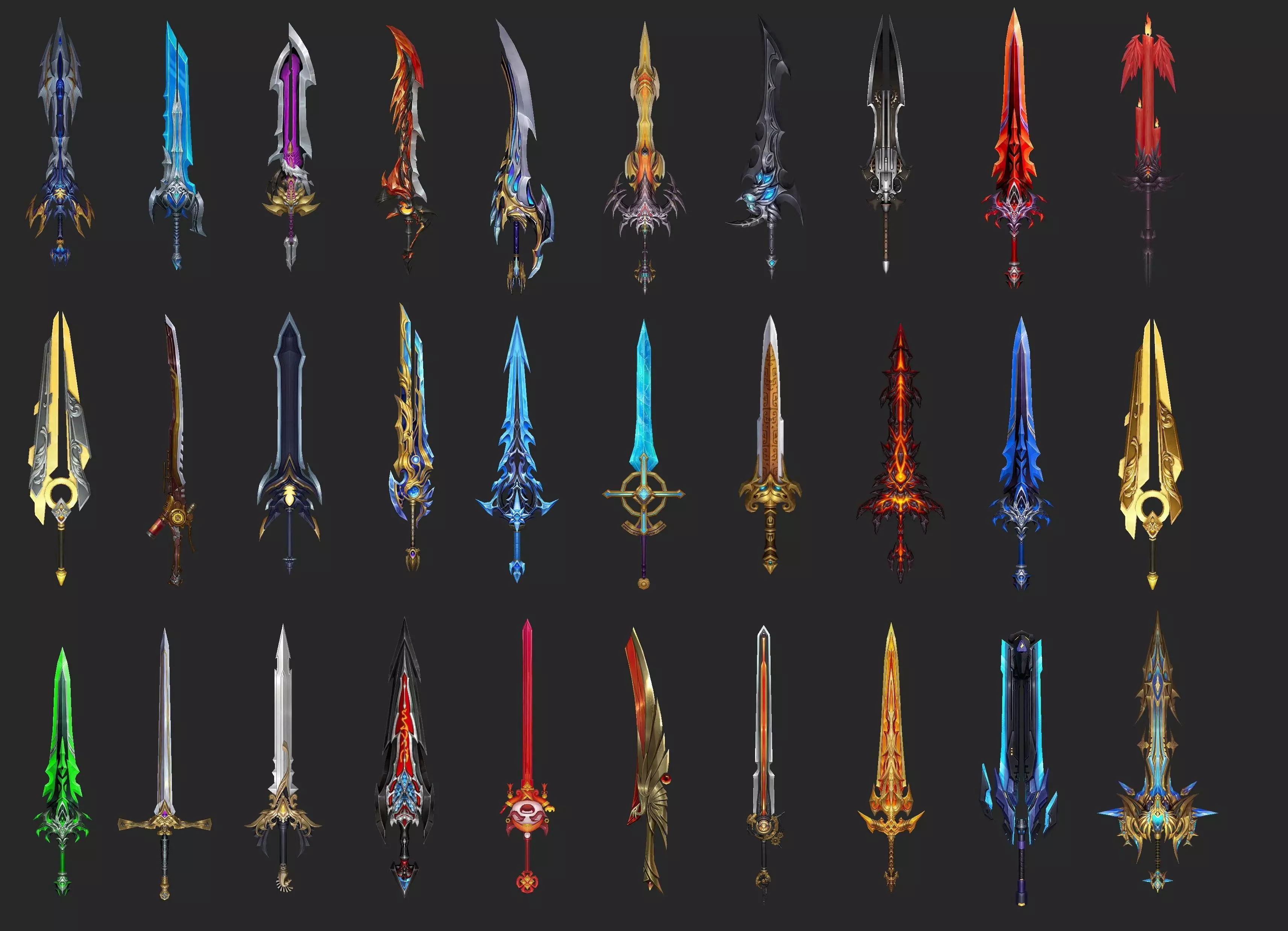 Pack With 30 Fantasy Swords - Part 03 Low-poly 3D model_0