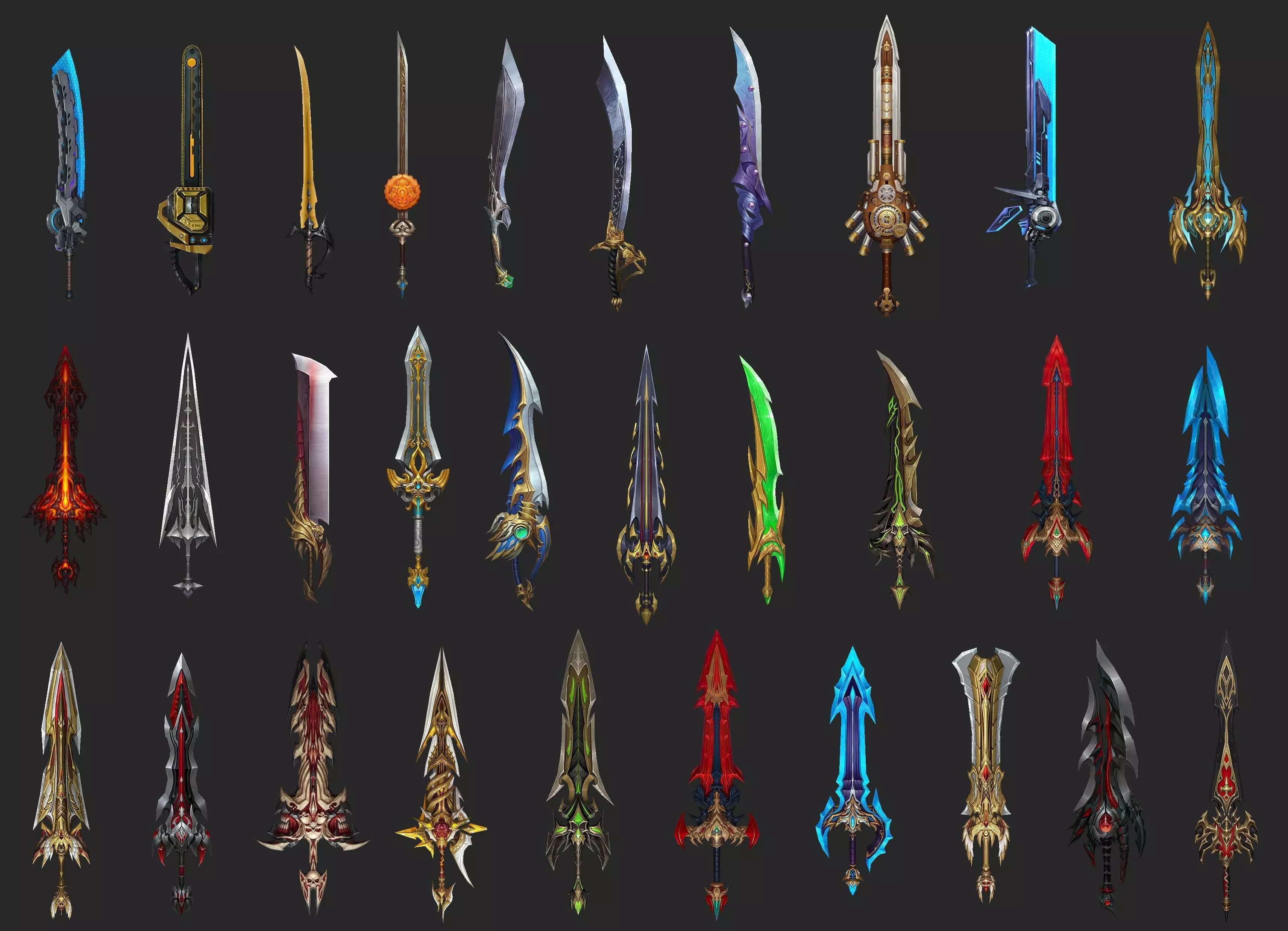 Pack With 30 Fantasy Swords - Part 02 Low-poly 3D model_0