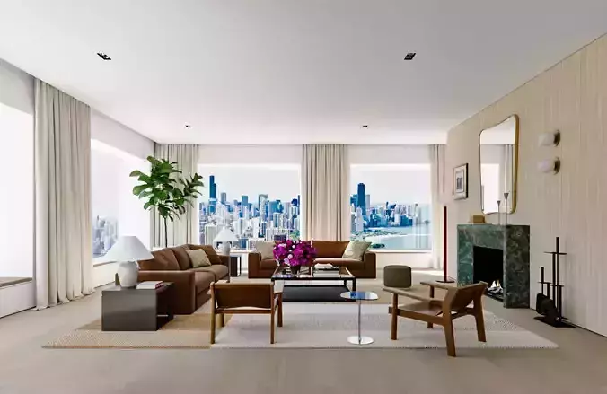 villa 3D model for Corona render 3D model