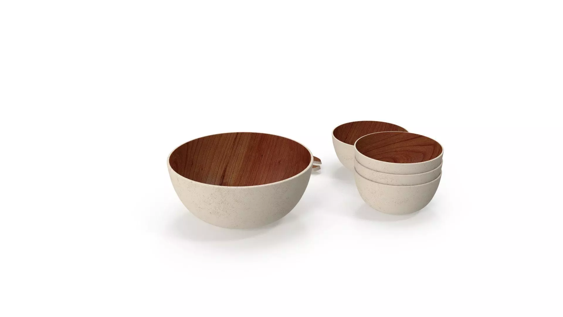 Bamboo Walnut Dinner Service Set 3D model_4